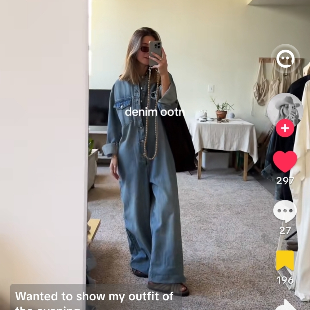 Zara Light Blue Denim Jumpsuit - Picture 7 of 7